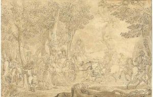 Assemblee D'elegants En Foret by Jean-Demosthene Dugourc