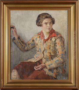 Kvinnoportratt, Signerad Henri Duhem by Henri Aime Duhem
