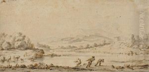 Paysage Fluvial Avec Pecheurs