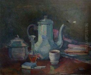 Still Life Study Of Coffee Pot 
Sugar Bowl by Guillaume Dulac