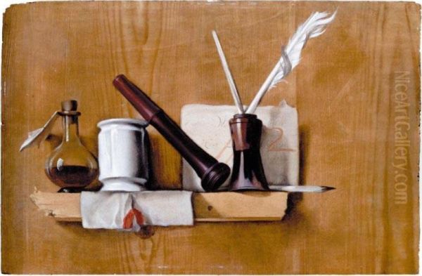 Attributed To Heyman Dullaert - A Trompe L'oeil With Plumes - view 1