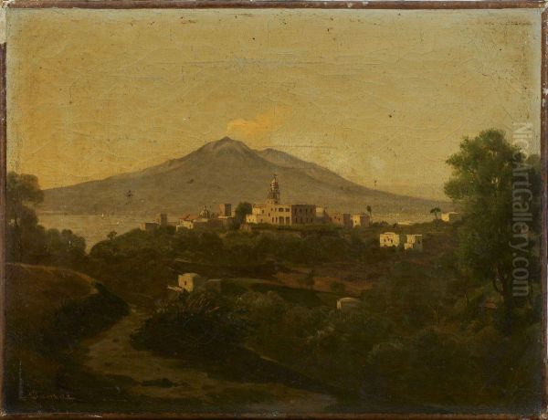 Vue Presumee De Vico Equense; Le Vesuve Et La Baie De Naples - view 1