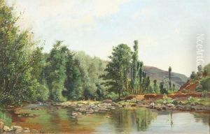 Paysage De Riviere by Ernest Joachim Dumax