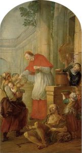 Saint Carlo Borromeo Giving Alms To The Poor by Pierre Louis Ii Dumesnil
