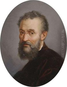 Portrait Of Michelangelo Buonarotti. by Leopoldo Dumini