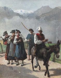 Die Verspottung Des Eselreiters. by Alfred Dumont