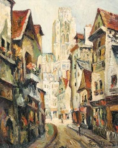 Vieille Rue De Rouen Avec La Cathedrale - view 1