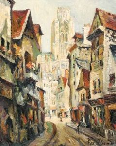 Vieille Rue De Rouen Avec La Cathedrale