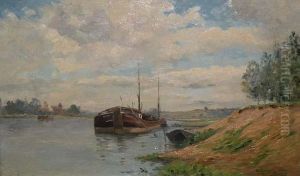 Peniche Sur La Riviere by Henri Julien Dumont