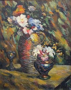 Nature Morte Aux Vases De Fleurs by Pierre Dumont