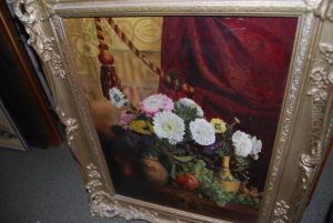 Still Life, Flowers And Fruits On A Table Top by Robert Dumont-Duparc