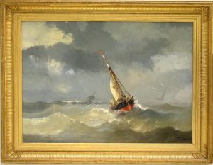 Bateau De Peche De Trouville Dans La Vague by Salutiano Dumouchel