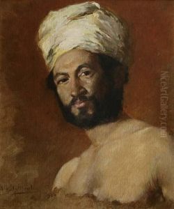 Junger Vollbartiger Orientale Mit Turban by Albert Dumoulin