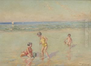 Les Enfants A La Plage by Romeo Dumoulin