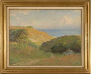 Expansive Cape Cod Landscape With House And Distant Ocean by Harold C. Dunbar