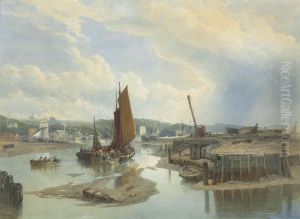 A Town On An Estuary At Low Tide