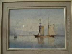Sailing Vessel Off A Distant Coast by Edward R.W.S Duncan