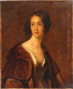 Portrait Of A Young Lady Wearing A Brown Cape by Thomas Duncan