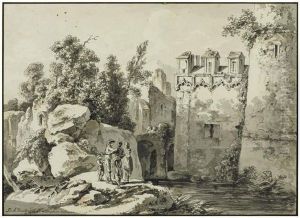 Conversing Before The Walls Of A Moated Castle Conversing Before The Walls Of A Moated Castle