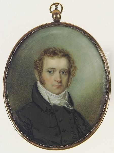 A Gentleman, Wearing Double-breasted Black Coat, White Waistcoat And Tied Stock. - view 1