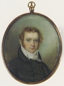 A Gentleman, Wearing Double-breasted Black Coat, White Waistcoat And Tied Stock. by William Dunlap