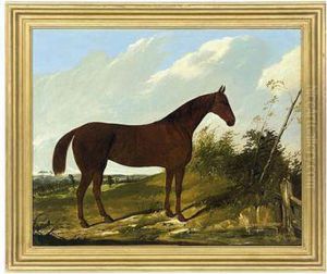 A Chestnut Hunter In A Pastoral Landscape