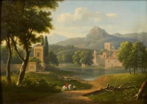 Paysage Neoclassique Anime D'un Cavalier