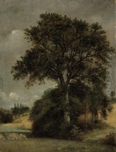 Sheep Grazing By A Pond by John IV Dunthorne