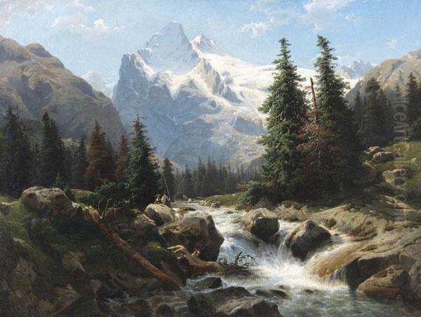 Blick Auf Das Wetterhorn Von Der Ortschaft Zweilutschinen Aus Gesehen - view 1