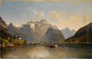 Hochzeitsfahrt Auf Einem Alpensee by Johannes-Bertholomaus Dutntze