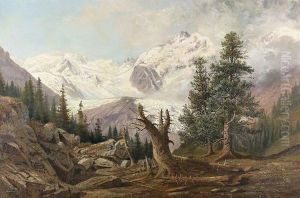 Bernina-gruppe Mit Morteratschgletscher. by Alfred Dunz