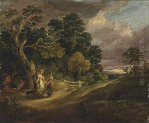 A Wooded Landscape With A Gipsy Fortune Teller by Dupont Gainsborough