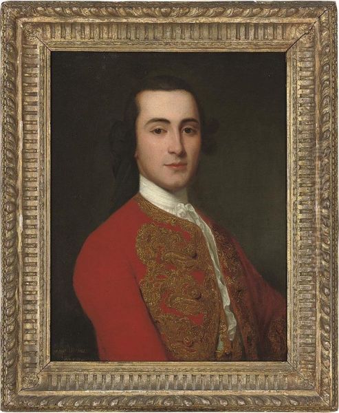 Portrait Of A Gentleman, Bust-length, In A Red Coat With Goldembroidery - view 1