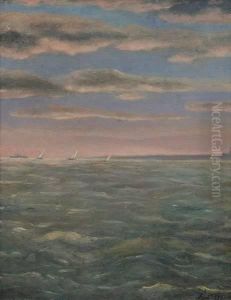 Seascape With Sailboats by E. Dupre