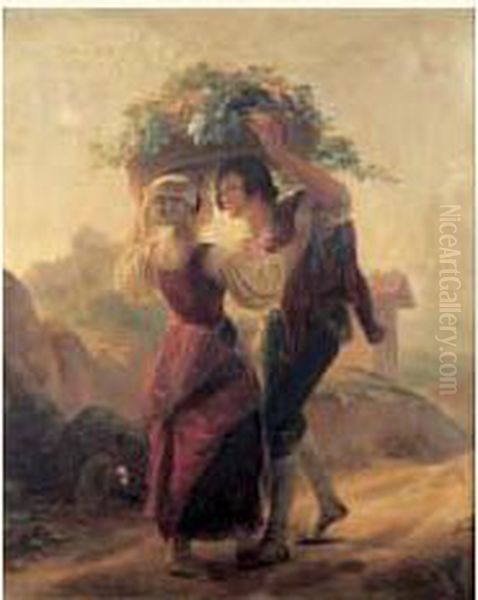 Couple De Vendangeurs Dans La Campagne Italienne - view 1