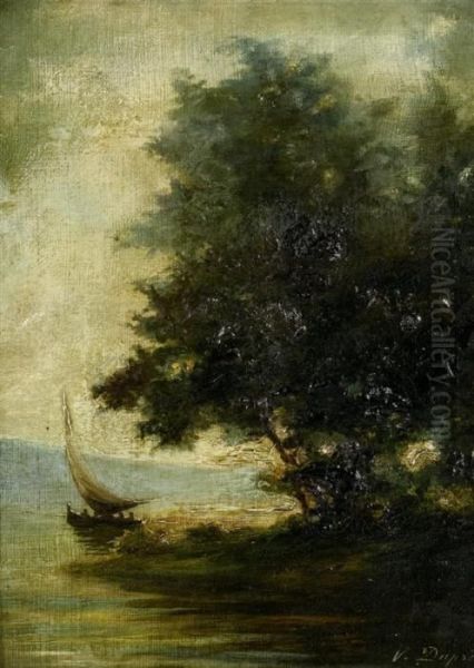 Seashore With A Sailing Boat - view 1