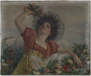 Jeune Femme Aux Fleurs by Pierre Dupuis