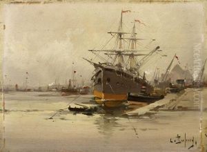 Aboat In Harbour by Louis Dupuy