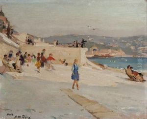 Sur La Plage A Nice by Paul Michel Dupuy