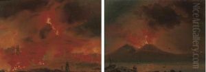 Travellers Before Vesuvius, The Eruption Of 1850; And Figures On The Bay Of Naples, Vesuvius Beyond by Gaetano Dura
