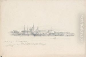 Vue De L'ile De Wassiljewski Sur La Petite Neva A Saint Petersbourg by Andre Durand