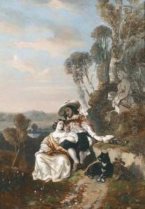 Schaferstunde In Idyllischer Landschaft. by Francisque Durand