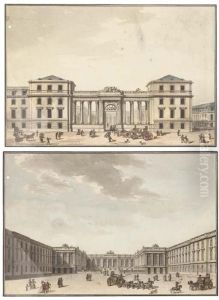 L'entree Du Palais-bourbon (assemblee Nationale); Et La Cour Dupalais-bourbon by Jean Nicolas Louis Durand