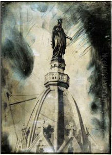 Lyon, Pose De La Statue De Notre-dame De Fourviere, Vers 1852 - view 1