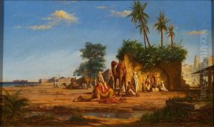 Halte De La Caravane by Jean Baptiste Henri Durand-Brager