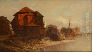 Bateau En Cale Seche by Jean Baptiste Henri Durand-Brager