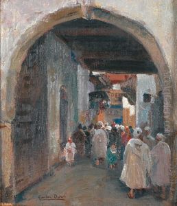 Foule Au Marche by Gaston Jules L. Durel
