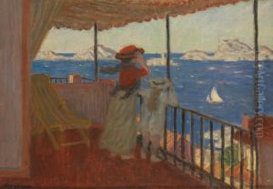 Sur La Terrasse D'endoume by Eugene Antoine Durenne