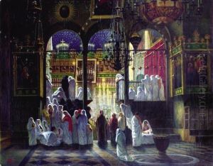 Ceremonie Religieuse Dans L'eglise Du Saint-sepulcre A Jerusalem by Johann Ludwig Rudolf Durheim