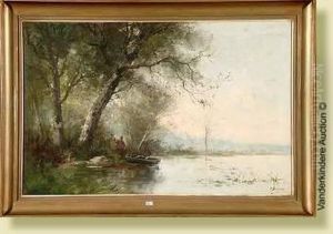 Pecheur Au Bord De L'etang